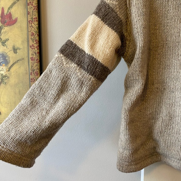 Rocky Gray and Cream Knit Hoodie with Black Accents - Picture 7 of 11